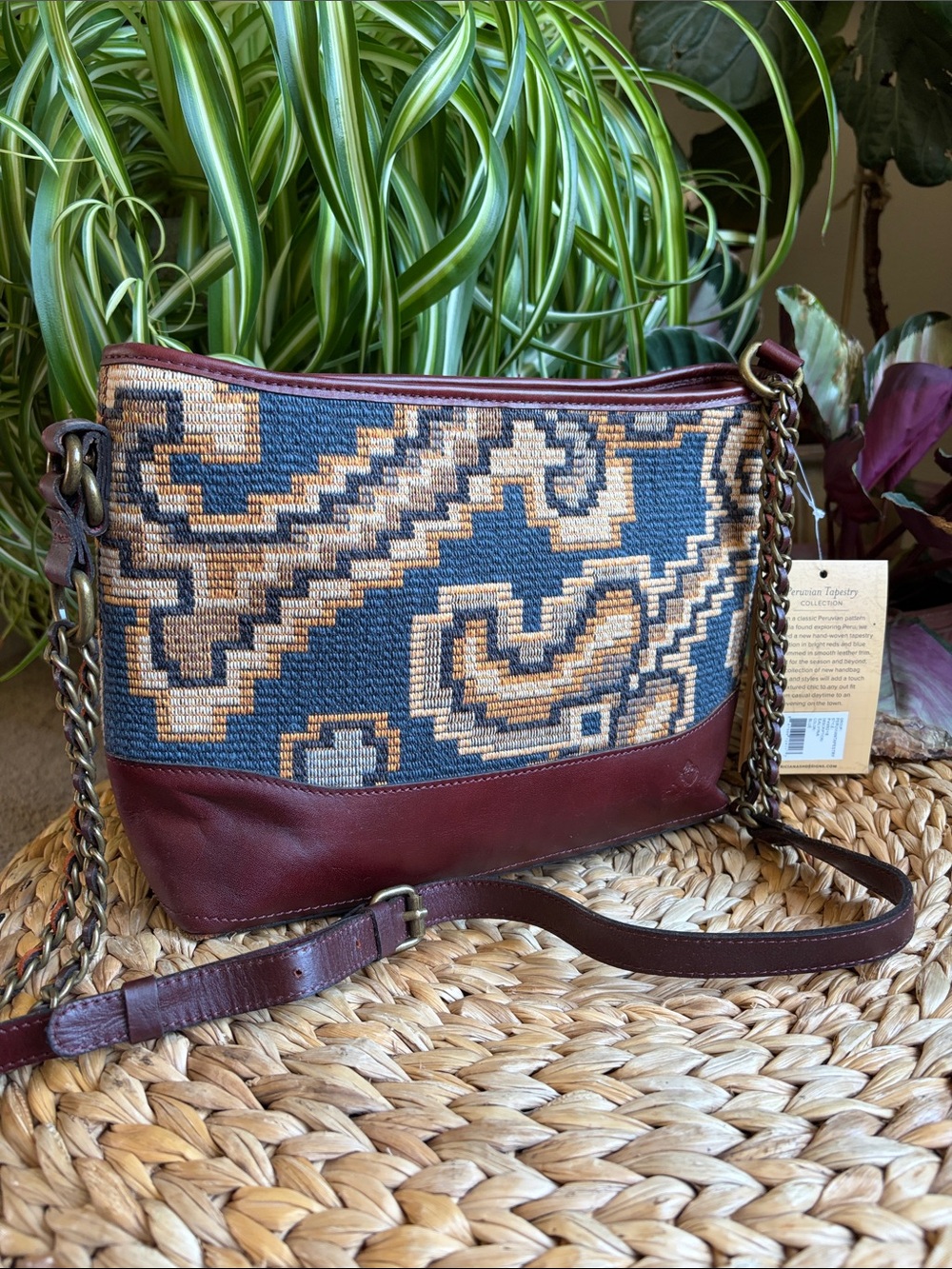 Patricia Nash Handwoven Peruvian Tapestry Salvina Crossbody Bag in Blue